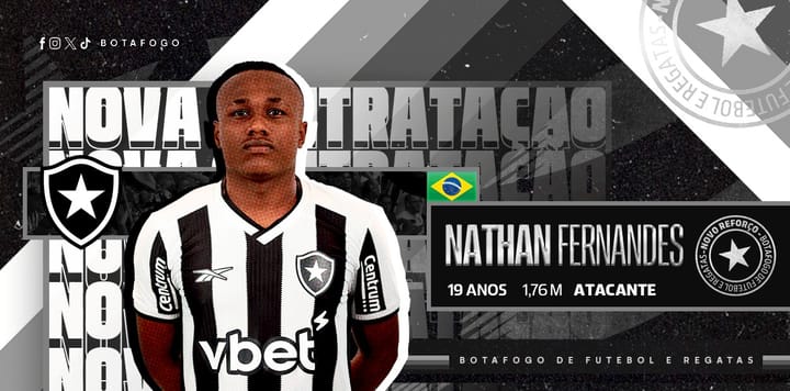 Botafogo reforça elenco com Nathan Fernandes, ex-Grêmio